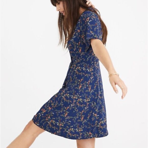 New Madewell Amaranth Wrap Dress in Moonless Floral Sz 8 - Picture 2 of 8